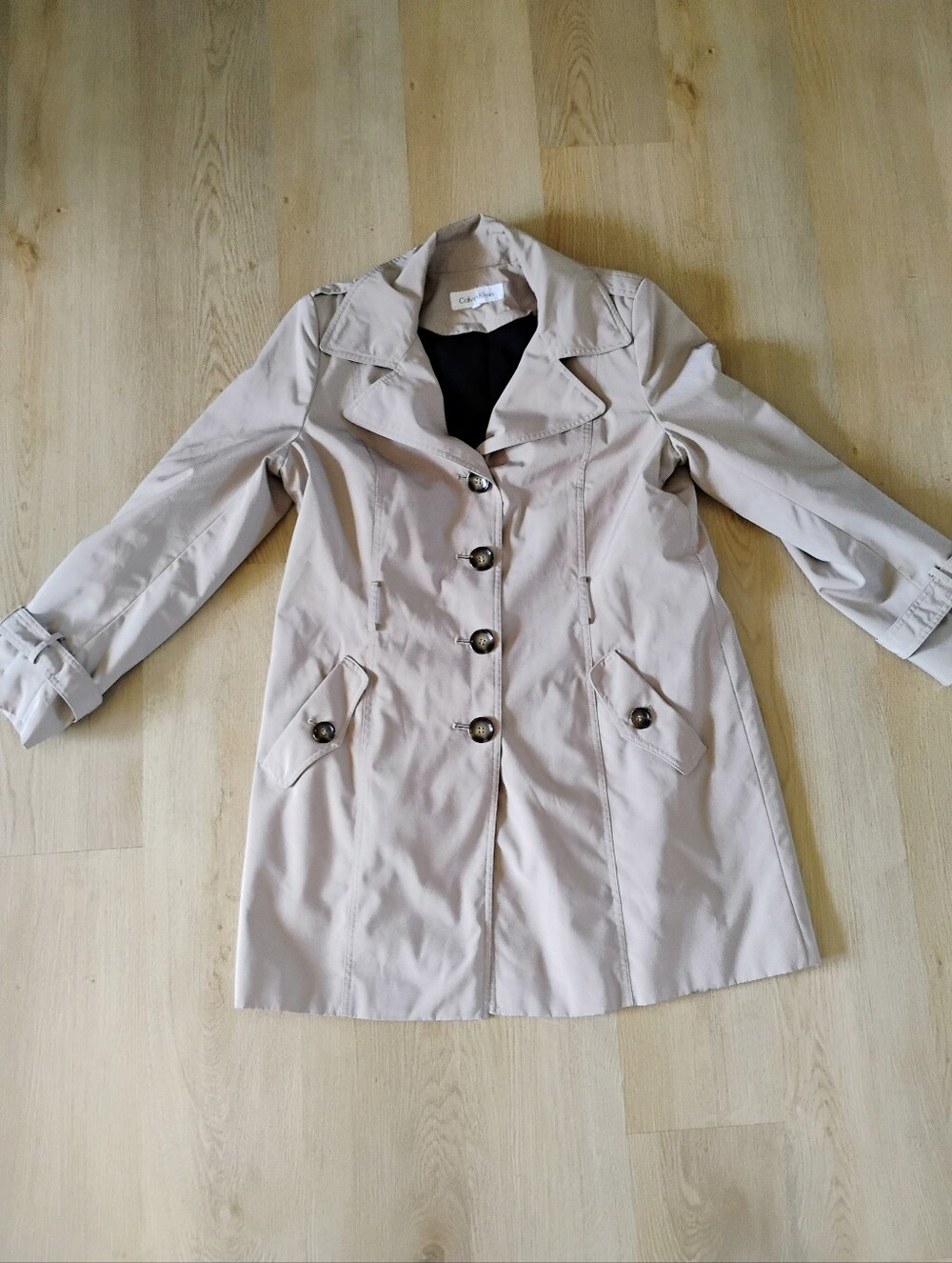 Calvin Klein Tan Women's Trench Coat with Button Front